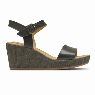 Cunhas Rockport Lyla-Strap Mulher Pretas PT-25896